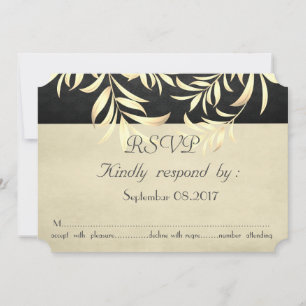Invitation Elégant Vintage Faux Gold Feuilles RSVP
