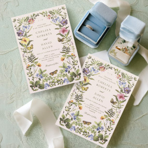 Invitation Élégant Vintage Fleur sauvage Mariage