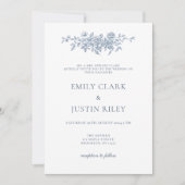 Invitation Élégant Vintage Floral Blue Mariage (Devant)