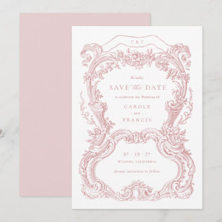 Invitation Elégant Vintage floral Blush Toile Enregistrer la
