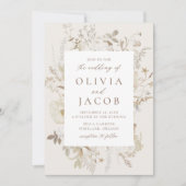 Invitation Elégant Vintage Floral Cream Mariage photo (Devant)