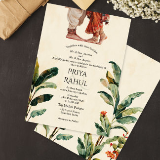 Invitation Elegant Vintage Floral Indian Hindu Wedding