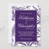 Invitation Élégant Vintage foncé violet Mariage botanique (Devant)