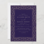Invitation Elegant Vintage Frame Navy Wedding (Devant)