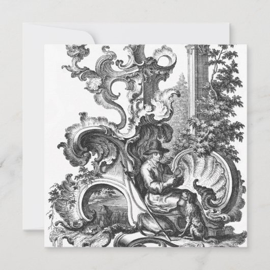 Invitation Elegant Vintage French Black and White Toile (Devant)