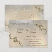 Invitation Elégant Vintage Gold Frame Hearts (Devant / Derrière)