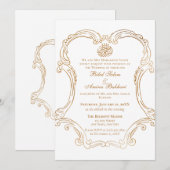 Invitation Elégant Vintage Gold Frame Mariage islamique (Devant / Derrière)