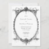 Invitation Elegant Vintage Gothic Black Toile Wedding (Devant)