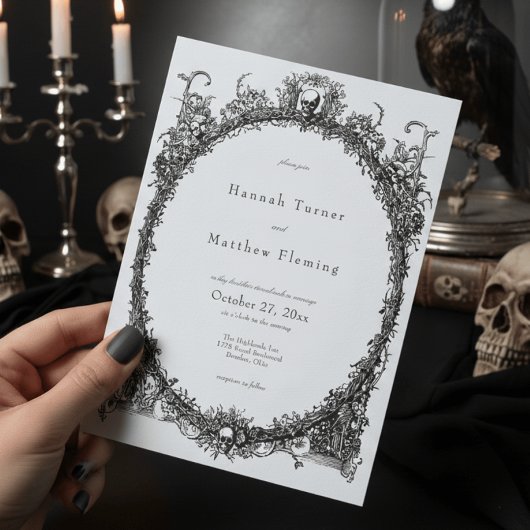 Invitation Elegant Vintage Gothic Black Toile Wedding