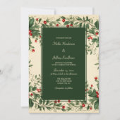 Invitation Elegant Vintage Holly Wedding  (Devant)