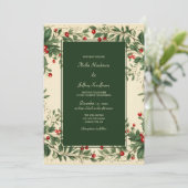 Invitation Elegant Vintage Holly Wedding  (Debout devant)