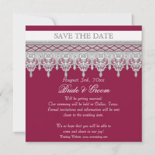 Invitation Élégant Vintage Lace Rouge Bourgogne Enregistrer l