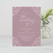 Invitation Élégant Vintage Mauve Dusty Rose Mariage (Debout devant)