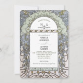 Invitation Elégant Vintage Nouveau Aquarelle Fleurs de Mariag (Devant)