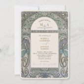 Invitation Elégant Vintage Nouveau Aquarelle Fleurs de Mariag (Devant)