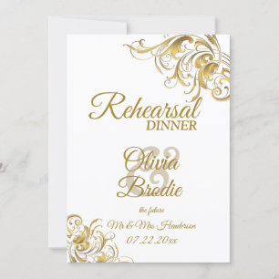 Invitation Elégant Vintage or torsades Mariage répétition Din