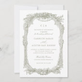 Invitation Elégant Vintage Ornament cadre Mariage (Devant)
