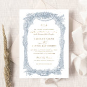 Invitation Elégant Vintage Ornament  cadre Mariage
