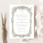 Invitation Elégant Vintage Ornament cadre Mariage