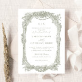 Invitation Elégant Vintage Ornament cadre Mariage