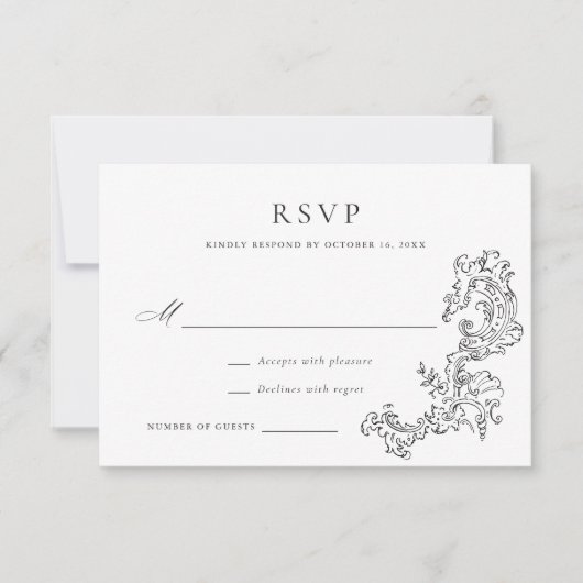 Invitation Elégant Vintage Ornament Conception Mariage RSVP (Devant)
