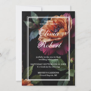 Invitation Elégant vintage peacht rouge moody Mariage