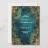 Invitation Elegant Vintage Peacock Feather Enchanted Forest (Devant)