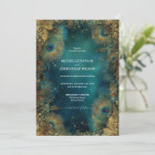 Invitation Elegant Vintage Peacock Feather Enchanted Forest (Debout devant)