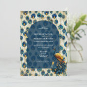 Invitation Elegant Vintage Peacock Feather Enchanted Forest (Debout devant)