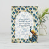 Invitation Elegant Vintage Peacock Feather Enchanted Forest (Debout devant)