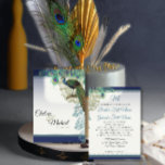 Invitation Elégant Vintage Peacock Feathers Marine Blue Maria<br><div class="desc">Version bleu marine de la suite à thème Peacock populaire qui combine un paon vintage exquis avec des plumes de paon d'aquarelle et des ornements d'imprimante décorative du tournant du dernier siècle. Copyright,  Audrey Jeanne Roberts.</div>