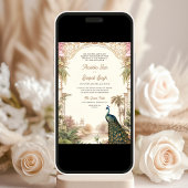 Invitation Élégant Vintage Peacock Garden Mariage indien