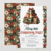 Invitation Élégant vintage rétro classique cadeaux de Noël (Devant / Derrière)