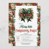 Invitation Élégant vintage rétro classique ruban vert (Devant / Derrière)