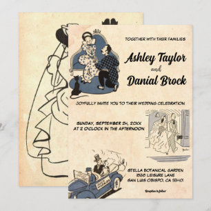 Invitation Élégant Vintage rétro élégant vieux Mariage rustiq