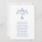 Invitation Élégant Vintage Romance Blue Mariage Seating Chart (Dos)