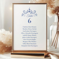 Élégant Vintage Romance Blue Mariage Seating Chart