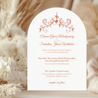 Invitation Élégant Vintage Romance Terracotta Floral Mariage