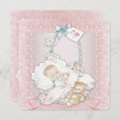 Invitation Elégant Vintage rose bébé fille douche (Devant / Derrière)