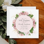 Invitation Élégant Vintage rose pâle floral 30e anniversaire<br><div class="desc">Elégante aquarelle moderne de style botanique/jardin rose vif vintage fleuri (rose) et vert peint feuilles sur invitation carré blanche 30e anniversaire. Le texte,  la police,  la taille de police et la couleur sont entièrement personnalisables,  donc cette carte peut être customisée pour répondre parfaitement à vos besoins.</div>