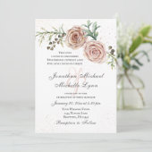 Invitation Élégant Vintage rose Roses Mariage chrétien (Debout devant)