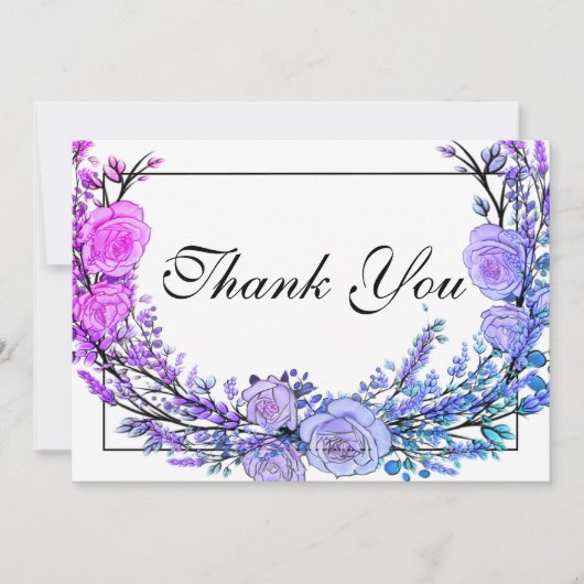 Invitation Élégant vintage rose violet roses turquoises (Devant)