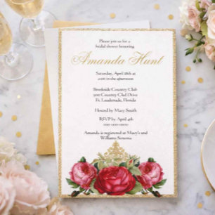 Invitation Élégant Vintage Roses Baby Shower de Mariage