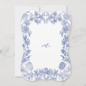 Invitation Élégant Vintage Rustique Français Bleu Mariage Flo (Dos)