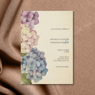 Invitation Élégant Vintage Rustique Pastel Hydrangea Flower