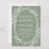 Invitation Elegant Vintage Sage Green Wedding (Devant)