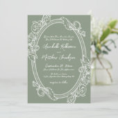 Invitation Elegant Vintage Sage Green Wedding (Debout devant)