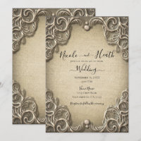 Élégant Vintage Sud Charme Burlap Lace Mariage