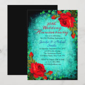 Invitation Élégant Vintage Turquoise Mariage Anniversaire (Devant / Derrière)