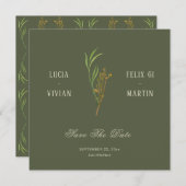 Invitation Élégant Vintage Vert foncé Rustique Enregistrer La (Devant / Derrière)